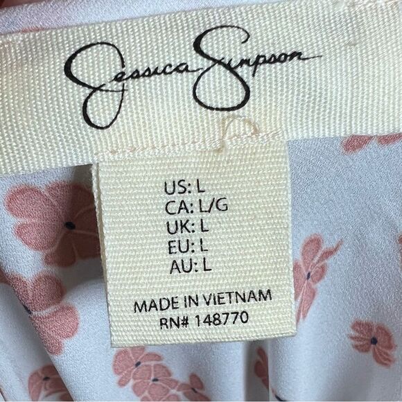 Jessica Simpson white and blush floral off shoulder faux wrap dress size large - Picture 6 of 7